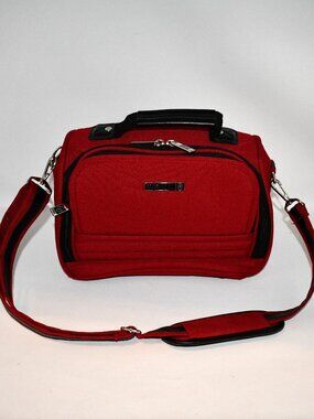 Protocol Travel Cosmetic Makeup Organizer Bag Red Black Mirror Shoulder Strap